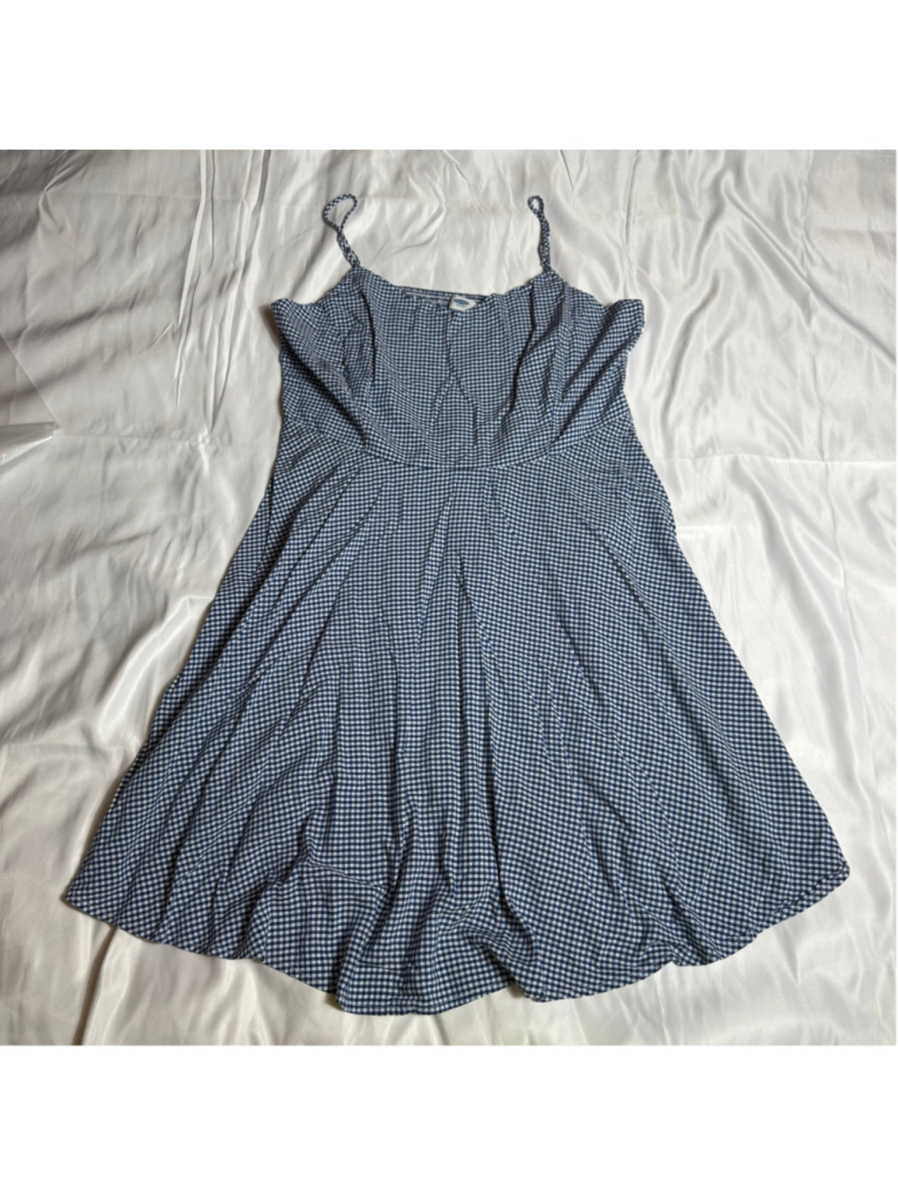 Women's Old Navy Blue White Gingham Midi Dress XXL